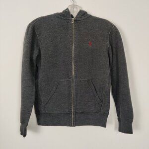 Polo Ralph Lauren Men's Zip Up Hoodie in Dark Gray Size Small Cotton Gorpcore